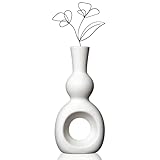 Natupia Home & Living - Vase weiß matt, Vase für Pampasgras Trockenblumen, kleine Vasen für Tischdeko, Deko Wohnzimmer, Blumenvase für Boho Deko, Deko Schlafzimmer, Deko mit Trockenblumenstrauß