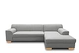 DOMO. collection Ecksofa, Sofa in L-Form, Eckcouch mit Schlaffunktion, Couch Ecke Schlafen, Silber, 273 x 157 cm