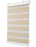 Deco4Me Doppelrollo mit Kassette, Klemmfix ohne Bohren (Creme, 60 x 150 cm) - Duo Vario Rollo für Fenster innen - Stoffbreite 56