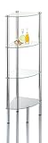 Ribelli Stand-Eckregal 'Kalundborg', Standregal für Bad & WC mit 4 Glasböden, rostfreies Badregal aus Glas & Chrom, Eck-Regal mit Wandmontage für festen Stand ca. 30 x 30 x 108 cm, Silber