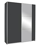 Rauch Möbel Kronach Schrank Schwebetürenschrank, 2-türig, Grau Metallic mit 1 Spiegel, inkl. Zubehörpaket Basic 2 Kleiderstangen 2 Einlegeböden, BxHxT 175x210x59 cm