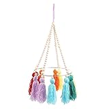 SOESFOUFU Quasten-Ornamente Buntes Dekor Boho-Hängeleuchte Böhmische Heimdekoration Deckenlampe Dekor Rustikaler Lampenschirm Holzperlen-Kronleuchter Hängeleuchte Dekor