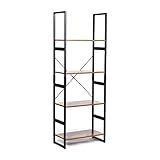 PEVSCO Bücherregale Retro Vertikale Bücherregalregal Lagergestell Moderne Metallrahmen Home Büromöbel 4-Lagen Holzleiter Bücherregal Lagerregal Bücherregal Standregal