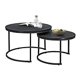 [en.casa] Couchtische Christchurch im 2er Set Schwarz Beistelltisch-Set Wohnzimmertische Sofatisch Beistelltische
