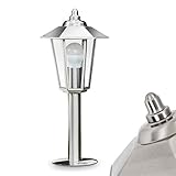 HOFSTEIN Außenleuchte Moskau, moderne Sockelleuchte aus Edelstahl und Echtglas-Scheiben, Wegeleuchte 44 cm, Gartenlampe mit E27-Fassung, Gartenbeleuchtung IP44, ohne Leuchtmittel