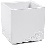 Ondis24 Pflanzkübel Caro Beton Optik Blumenkübel mit Rollen aus Kunststoff 100% Recycled (40cm, Weiß)