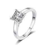 Ring Silber Quadratisch, Ehering Damen Personalisiert Sterling Silber 925 Ringe 1ct Moissanite Gr 54 (17.2) Schmuck