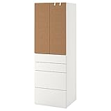 Ikea PLATSA/SMÅSTAD Kleiderschrank, 60x42x181 cm, Kork, weiß, mit 4 Schubladen