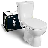 'aquaSu® WC-Kombination Rivera | Stand-WC spülrandlos | Tiefspüler | Abgang innen senkrecht | Duroplast WC-Sitz mit Absenkautomatik | Spülkasten mit 2-Mengen-Spülung | Keramik-Set weiß | 02049 7