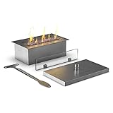 muenkel design Safety Burner 290 – manueller Brenner Einsatz – Bio-Ethanol Brennkammer mit 22 cm Flammenbreite – Edelstahl, gebürstet