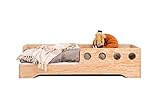 SMARTWOOD TILA 5L Kinderbett 90x200 mit Lattenrost und Rausfallschutz - Neuheit - Holz Kinderbett für Jungen & Mädchen - vielseitiges Montessori Bett mit Rausfallschutz und Lattenrost 200x90 cm.