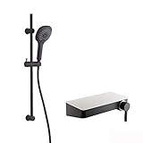Badewanne/Wanne/Dusche Mischbatterie Dusche Badezimmer Einhebel-Wannenmischbatterie mit Duschaufsatz Wandmontierte Badewannenarmatur Badezimmerarmaturen Mischbatterie-Chrome-A (Schwarze Bade