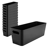 12x Ordnungsbox - 10 cm hoch - schwarz - 30x10x10cm - 2 Liter - Ordnungskorb - Wandregal - Schubladenorganizer - schmaler Korb - Badezimmer