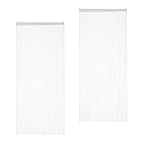 Relaxdays weiß, Fadenvorhang Set, kürzbar, mit Tunneldurchzug, für Türen & Fenster, Fadengardine, 90x245 cm, White, 2er Pack 90x245cm