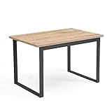 B&D home Esstisch, Küchentisch für 4 Personen, Holztisch, Kufengestell schwarz, für Esszimmer, Küche, modern,Sandeiche, 120x80 cm, 11208-TEST-US