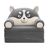 Yamjisen Bett Kissen Rücken Plüsch faltbares Kindersofa Rückenlehne Sessel 2 in 1 faltbares Kindersofa niedliches Cartoon faules Sofa Kinder aufklappbares Schlafsofa für Wohnzimmer Kissen Reisemotiv