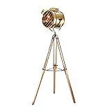 AMYSTY Stehleuchte Stehlampe Standleuchte Edelstahl Lampenschirm Stehlampe Mit Holzstativ Tragbare Stehlampe Stehlampe for Wohnzimmer Schlafzimmer Standlampe Wohnzimmer (Color : A-gold+wood color)