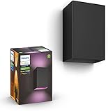 Philips Hue White & Color Ambiance Resonate Wandleuchte für den Aussenbereich Schwarz 710lm, dimmbar, bis zu 16 Mio. Farben, steuerbar via App, kompatibel mit Amazon Alexa (Echo, Echo Dot)