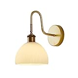 TQMPFCD Vintage-Wandleuchten aus Eisen, gestreifter Lampenschirm aus Glas, Wandleuchte, dekorative Wandlaterne für den Innenbereich, Schlafzimmer, Badezimmer, verstellbarer Beleuchtungswinkel, Wandmon