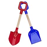 FYEPAGU Sandspielzeug Schaufel Kinder 40 cm Strandspaten Schaufel Schneeschaufel Spielzeug,2 Stück Rot Blau ABS-Kunststoff Gartengeräte mit Holzgriff Geschenkset für Jungen Mädchen