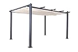 Jet-line Pavillon Pergola Überdachung 'Luxor 4 x 3 m Sonnenschutz Terrasse Garten anthrazit-beige Sonnenschutz Sonnendach UV Schutz Aluminium Alu Massive Stützen 10x10 cm