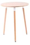 CLP Retro-Design Küchentisch Amalie mit 3 Holzbeinen I I rund Ø 60 cm I Tischhöhe 75 cm, Farbe:Natura, Gestell Farbe:Natura