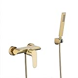 Badezimmer-Badearmaturen mit Duschaufsatz Mischbatterien Badewannen-/Wanne-/Dusche-Mischbatterie Wandmontiertes Mischbatterie-Set für Badewannen-Kalt- und Warmmischer-Duscharmaturen-Golden-B Good
