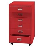 Rollcontainer HWC-L49, Schubladenschrank Stahlschrank Aktenschrank, Metall 75x40x41cm 6 Schubladen - rot