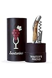 Santorino® Kellnermesser | Exklusives Sommeliermesser aus Campecheholz, 2 Stufen Weinöffner Korkenzieher Flaschenöffner