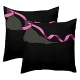 2Er Set Kissenhülle Frau, Rosa, Ribbon Dekorative Dekokissen Kissenbezüge Doppelseitige,Superweicher Kissenhüllen Für Büro Home Garten 45X45Cm