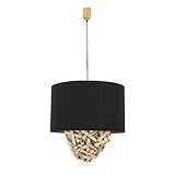 Licht-Erlebnisse Design Hängelampe Treibholz Stoff Ø 50 cm E27 Handarbeit Unikat Schwemmholz Pendelleuchte Esszimmer Wohnzimmer