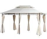 habeig Pavillon ~ 3x4m WASSERDICHT Seitenwände mit 310g/m² Dach mit PVC | Festzelt Partyzelt Gartenlaube Gartenzelt Gartenpavillon Beige