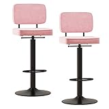 LXHLHWXF Mechanische HubhöheSamt Barhocker 2er Set, Gepolsterte Rückenlehne Von Nordic Home Esszimmerstuhl, Kücheninselbar Tresenhocker, Checkout Schalter Barstuhl(Size:45-60cm,Color:rosa)