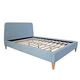 Homestyle4u 1832, Bett Polsterbett 140x200 mit Lattenrost Blau Bettgestell mit Kopfteil 140 x 200 cm