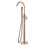 ADGO Pola Freistehender Wannenarmatur, Badewanne Duschsystem, 2-Wege-Duscharmatur, Badewannenarmatur, Stehende Armatur, Bodenstehend, Bodenmontierte, Standarmatur, Freistehend, Wannenfüller (Roségold)
