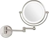 Schminkspiegel mit Lichtern und Vergrößerung, 8 Zoll doppelseitiger Messing-Badezimmerspiegel, 360° drehbar, ausziehbarer, wandmontierter LED-Kosmetikspiegel, Chrom, 10-fach ( Color : Nickel , Size :