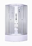 Komplettduschkabine Weiß Dusche PR55 - 90 x 90 x 215 cm - Mit Massagedüsen, Sicherheitsglas, Kopfbrause, Handbrause, Mit Radio, Komplettdusche, Mit Duschwanne, Aluminium-Chrom, Duschkabine komplett