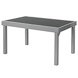 ib style® Diplomat Silber XXL Ausziehtisch 135-270 cm | Premium Gartentisch | Anti Fingerprint | Frozen Glas