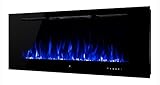 Noble Flame Paris Schwarz 1530 (153 cm / 60”) - Elektrokamin Wandkamin Kaminofen Kamin - Wandmontage Fernbedienung - 14,5 cm Einbautiefe