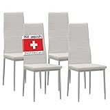 ALBATROS Esszimmerstühle 4er Set Milano, Weiß - Edles Italienisches Design, Kunstleder-Bezug, bequemer Polsterstuhl - SGS geprüft - Moderner Küchenstuhl, Stuhl Esszimmer