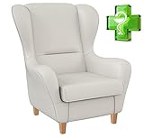 Supellex Ohrensessel »Sofia«, Design Skai Kunstleder Pandoria, Weiss (Design-Nr.: 5188), wahlweise mit Hocker (ohne Hocker)