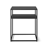 GuiPaiShi Sofa-beistelltisch, Nachttisch Aus Metall Mit Offenem Fach, 2-stufiger Couchtisch, Schlicht Und Klassisch, Höhe 60 cm(Size:50 * 50 * 60CM,Color:schwarz)