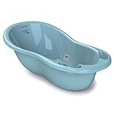 BABYLON Shuttle Badewanne Baby mit Badethermometer, Grosse Badewannen Zubehör 0-6/6-36 Monate, Babywanne, Mit Stöpsel, blau
