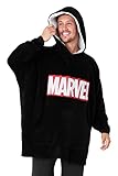 Marvel Übergroße Hoodie Decke Herren Kapuzenpullover Avengers (Schwarz)