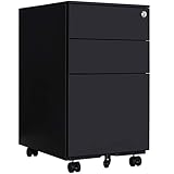 Aktenschränke,Schrankkorpus Vormontiert, Rollcontainer Büro-Rollcontainer mit Anti-umkippen-mechanismus, Bürocontainer mit 3 Schublade für A4, 50cm L x 39cm B x 60cm H，JLB020-S