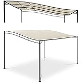 Uniprodo Uni_Gazebo_3X4B Anbaupavillon 3 x 4 m beige 2,50 m hoch freistehend Vordach Pergola Dach 180 g/qm Polyester pulverbeschichtetes Stahlrohr