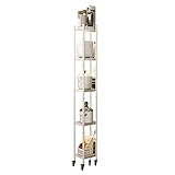 AVFORA 5-stufiger, hoher und schlanker Organizer-Wagen in Weiß, schmales Regal for Küche/Bad/Waschküche, 21 cm breites Turmregal aus Edelstahl (Color : OneColor, Size : 21x60x147cm)