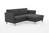 Atlantic Home Collection 2-Sitzer Sofa Mailo mit Links oder rechts montierbarem Longchair, Anthrazit, Breite x Tiefe x Höhe: 204 x 85/150 x 82 cm