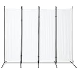 Vigevee Paravent 200x170cm Raumteiler Groß Garten Stellwand Trennwand Balkon Sichtschutz, 4 Teilig, blickdichter Faltbar Paravent für Büros, Balkon - Beige