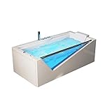 Supply24 since 2004 Luxus Designer Whirlpool Badewanne Rimini mit 6 Massage Düsen Glas Glasfront LED für Eckmontage rechts + Links + freistehend an nur 1 Wand Hot Tub Spa für 1-2 Personen